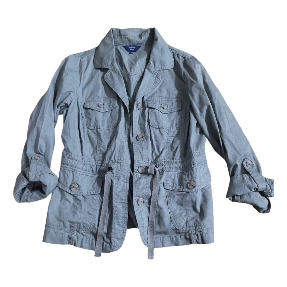 reitmans jeans green utility jacket petite Adult size m